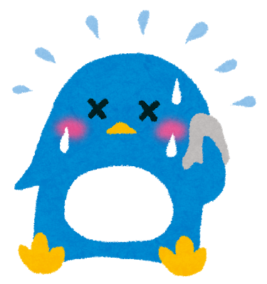 汗をかいているペンギン