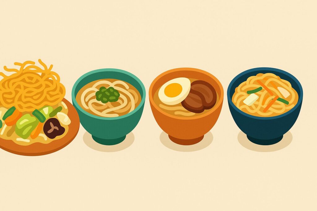 皿うどんと他の麺類の糖質&カロリーを比較