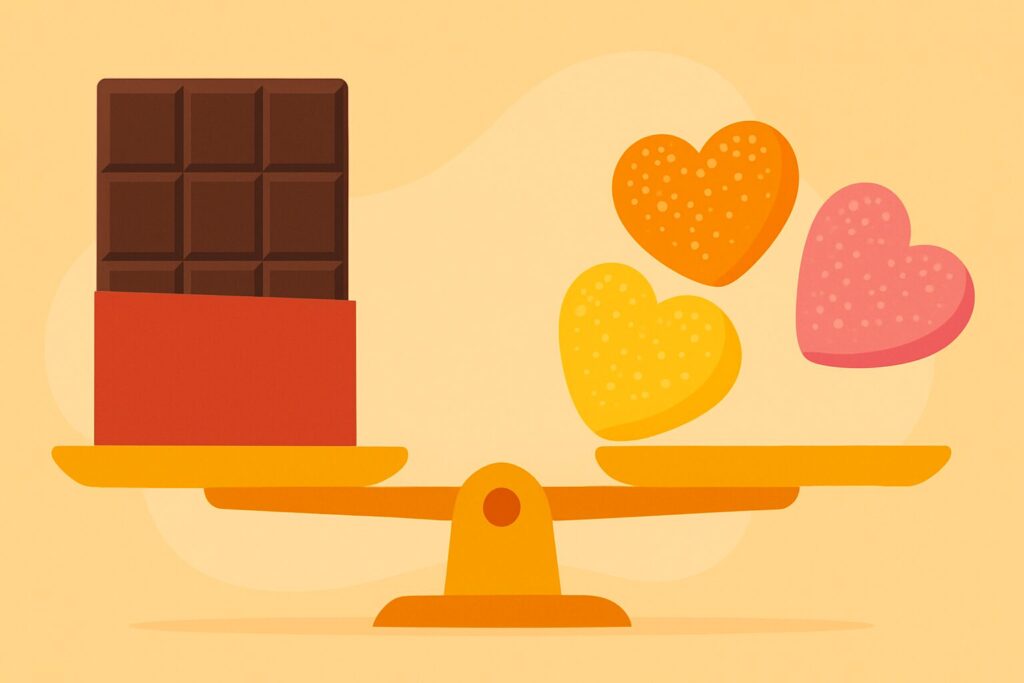 チョコとグミ、どっちが太りやすい?