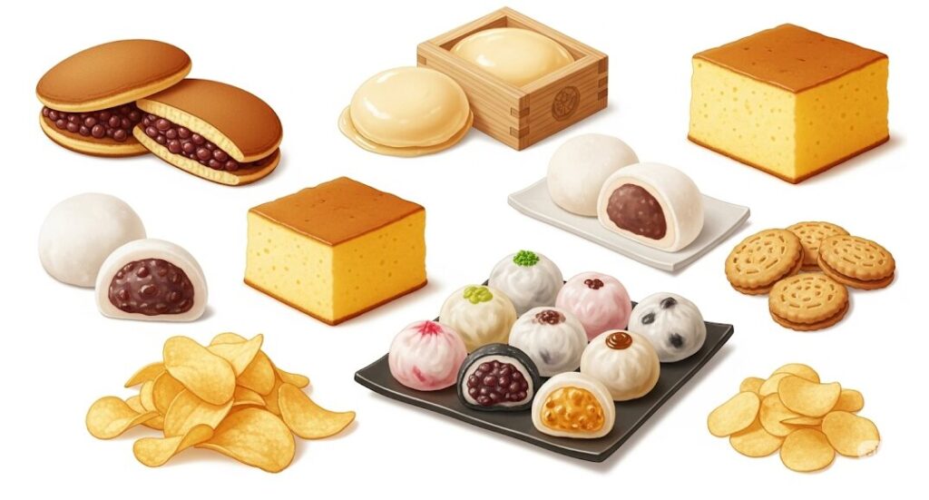 他のお菓子とのカロリー比較で見る最中