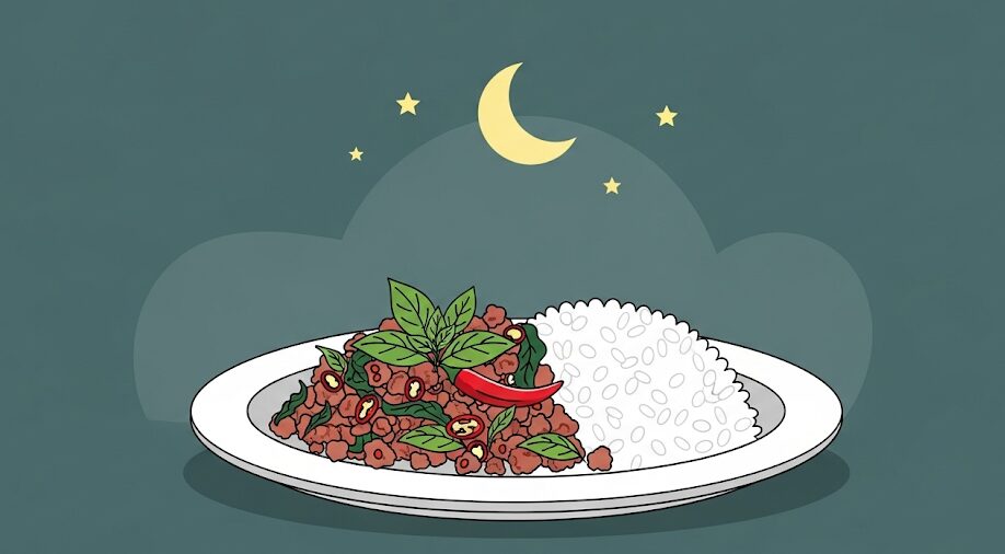 ガパオライス：夜寝る前に食べると太る？何時までなら平気？
