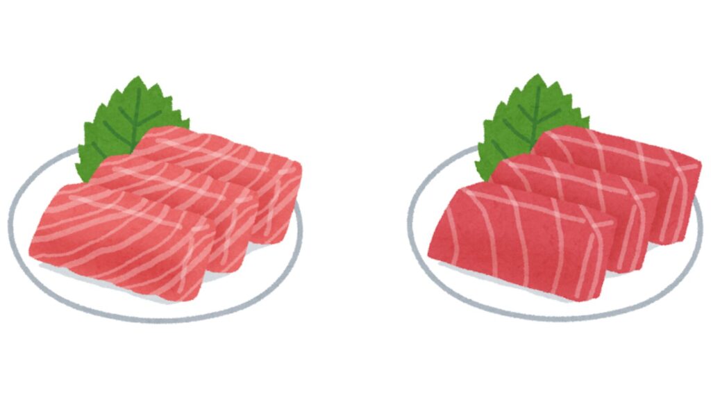 マグロ:トロと赤身のカロリー差を比較