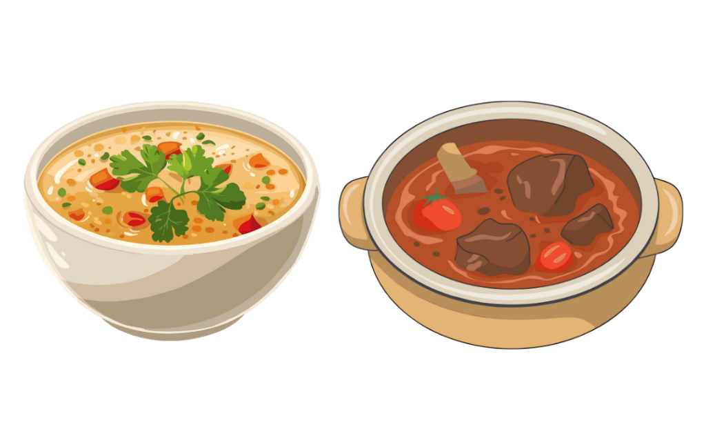 ビーフシチューとクリームの比較