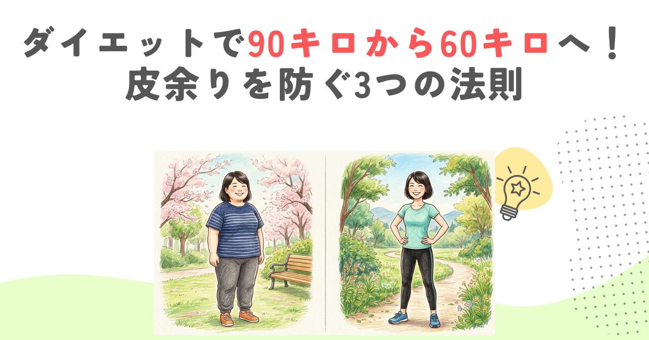 ダイエットで90キロから60キロへ！皮余りを防ぐ3つの法則