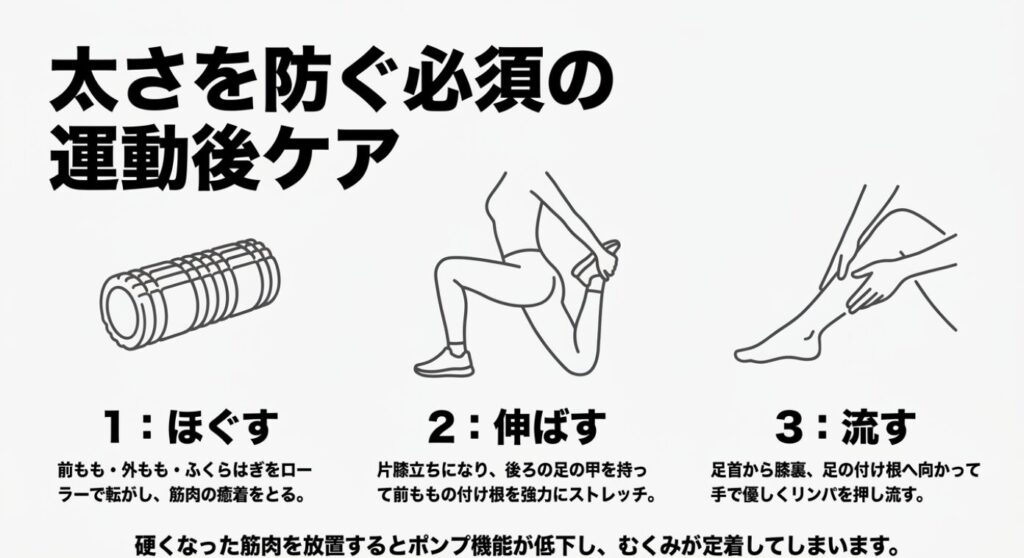 ステッパー：ほぐす、伸ばす、流すといった太さを防ぐ必須の運動後ケア