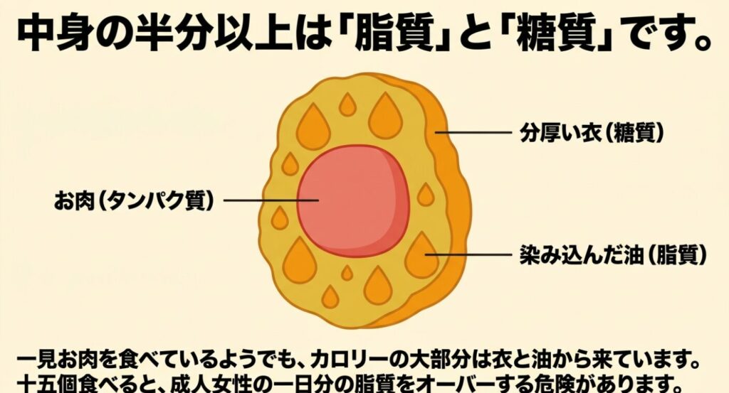 チキンナゲットの中身の半分以上は脂質と糖質からできている