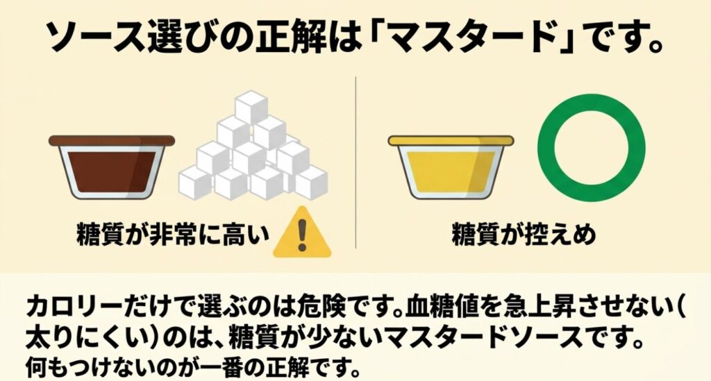 チキンナゲット:糖質が非常に高いバーベキューソースより、糖質控えめのマスタードソースが正解