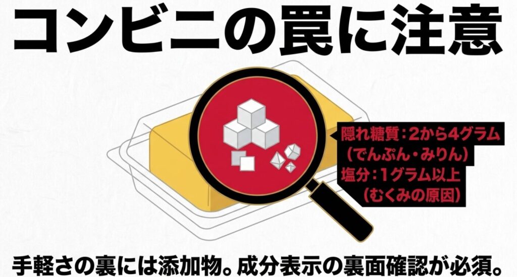 コンビニのだし巻き卵に含まれる隠れ糖質や塩分と、成分表示の裏面確認の重要性