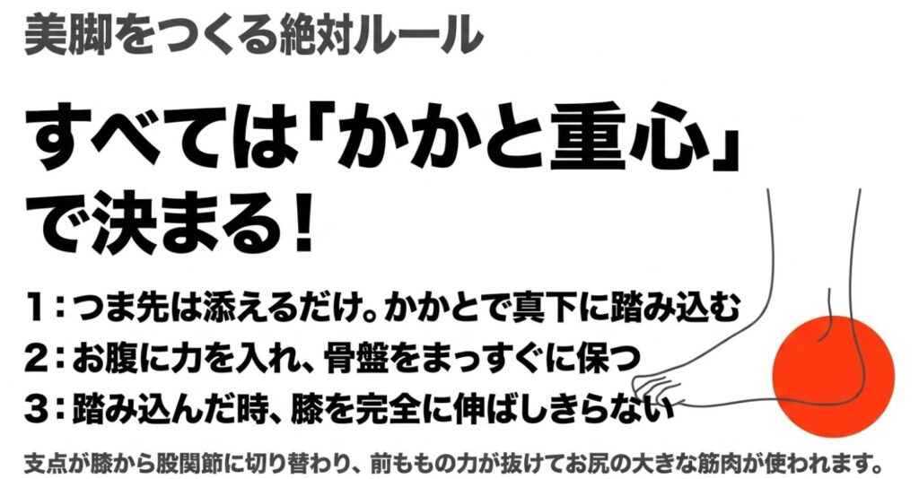 ステッパー：美脚をつくる絶対ルールはかかとで真下に踏み込むかかと重心