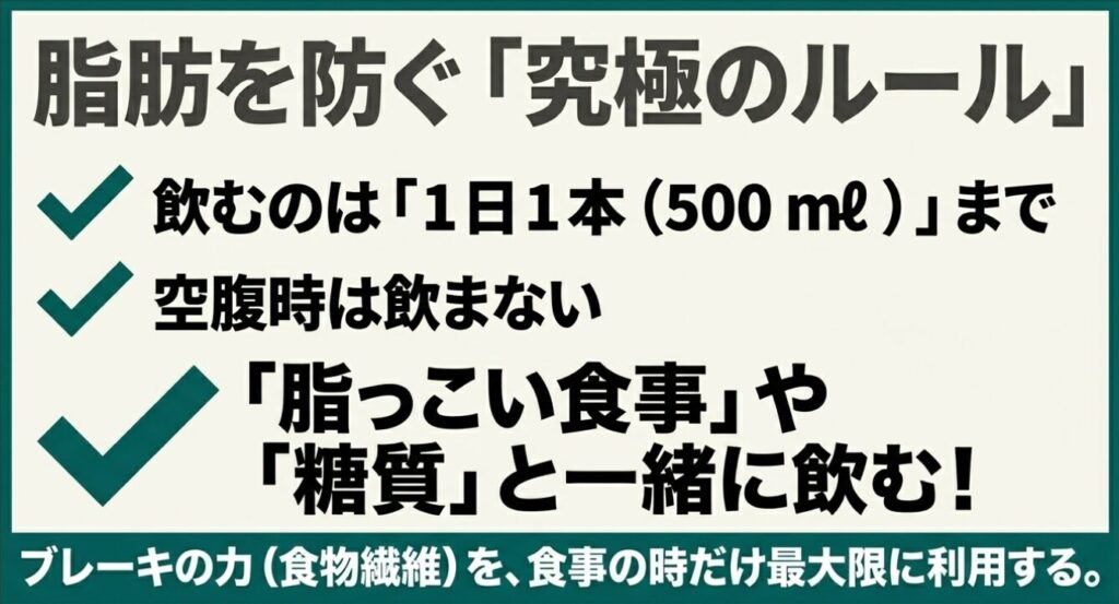ゼロサイダートリプル：脂肪を防ぐ究極のルール：飲むのは1日1本まで、空腹時は飲まず、脂っこい食事や糖質と一緒に飲む